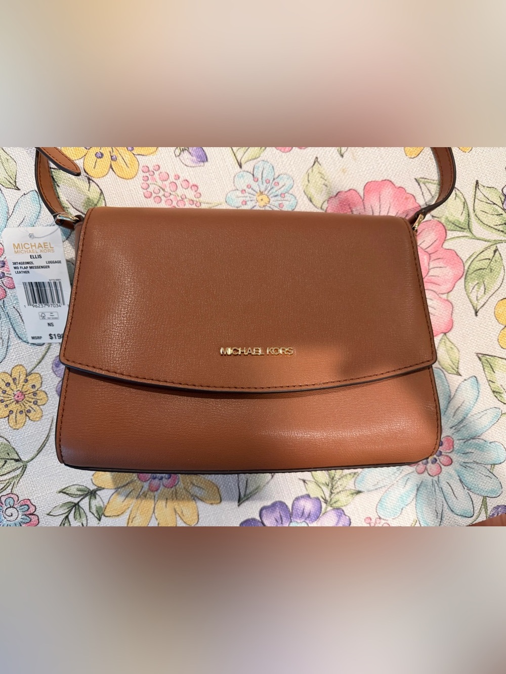 Michael Kors Tan/Brown Leather Flap Crossbody Bag